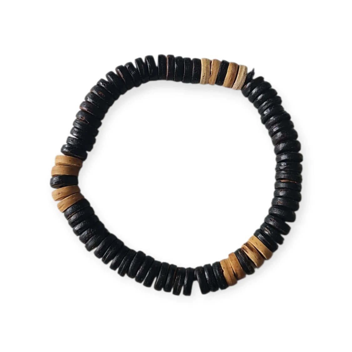 Svart och beige träarmband - 1