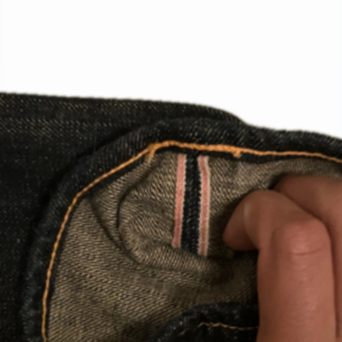 Mörkblåa Selvedge-jeans med broderade fjärilar - 4