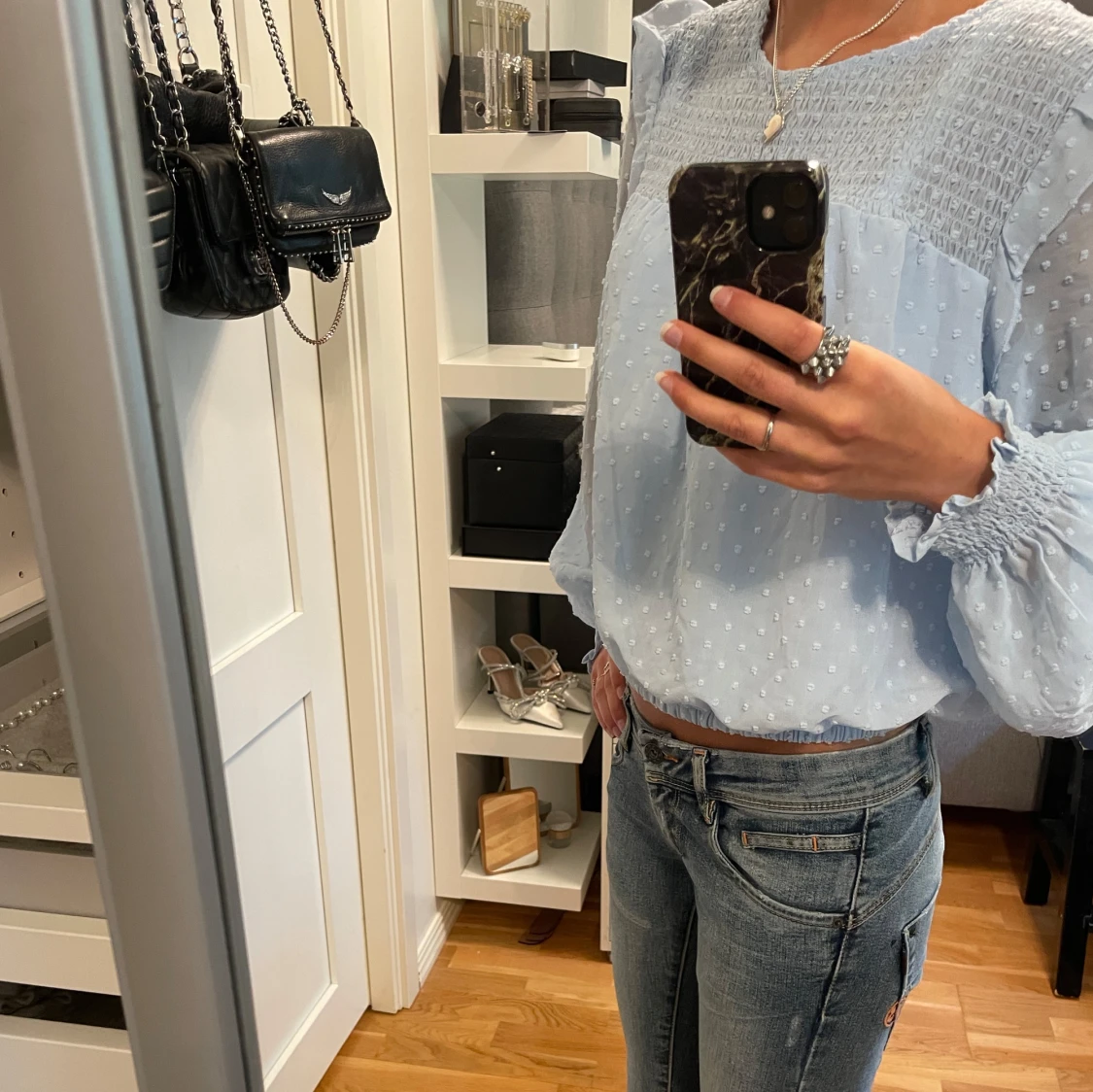 Ljusblå blus smock - 2