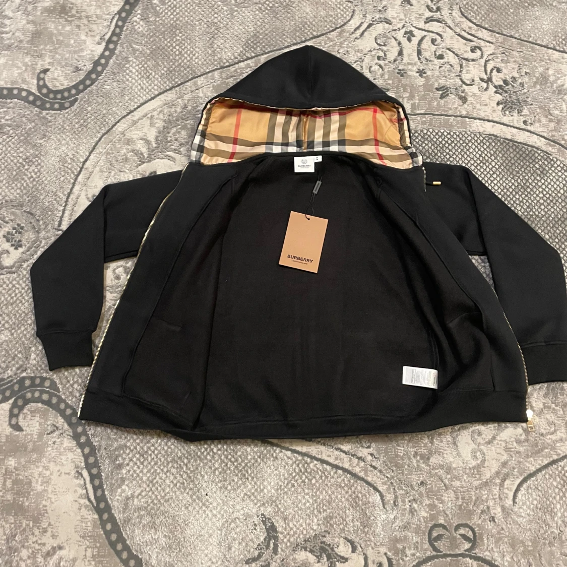 Svart burberry Zip Up Hoddie - 1