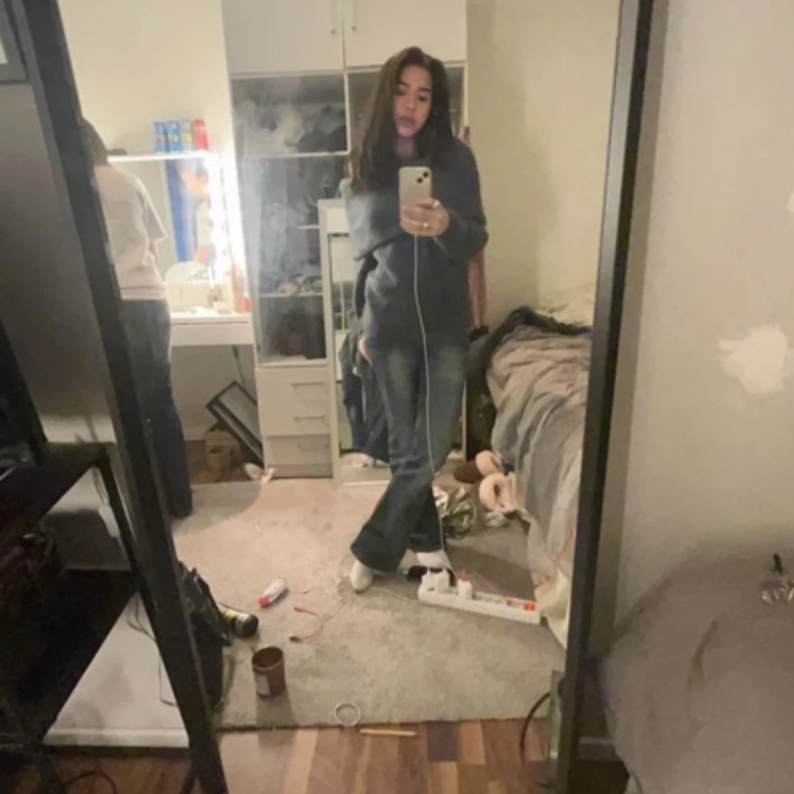 Grå/blå stickad tröja från H&M - 1