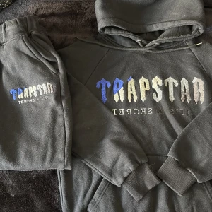 Svart hoodie från Trapstar - Svart hoodie från Trapstar med broderad logga i blått, vitt och grått framtill. Tröjan har huva med dragsko och ribbade muddar vid ärmslut och nederkant. Snygg streetwear-stil med mjukt material.