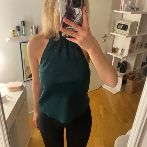 Mörkgrön halterneck topp från BikBok - Mörkgrön halterneck topp från bikbok i storlek s, helt oanvänd. Supersnygg färg och i satin liknande material.