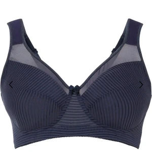 3-pack mjuka bh-toppar med rosett - Säljer ett 3-pack mjuka bh-toppar i marinblått med ränder, beige och ljusgrått. Alla har breda axelband och en liten söt rosett framtill. Perfekta för chill dagar eller när du vill ha något bekvämt under. Tillverkade i bomull och syntet för en skön känsla. Storlek 75 C helt nya 