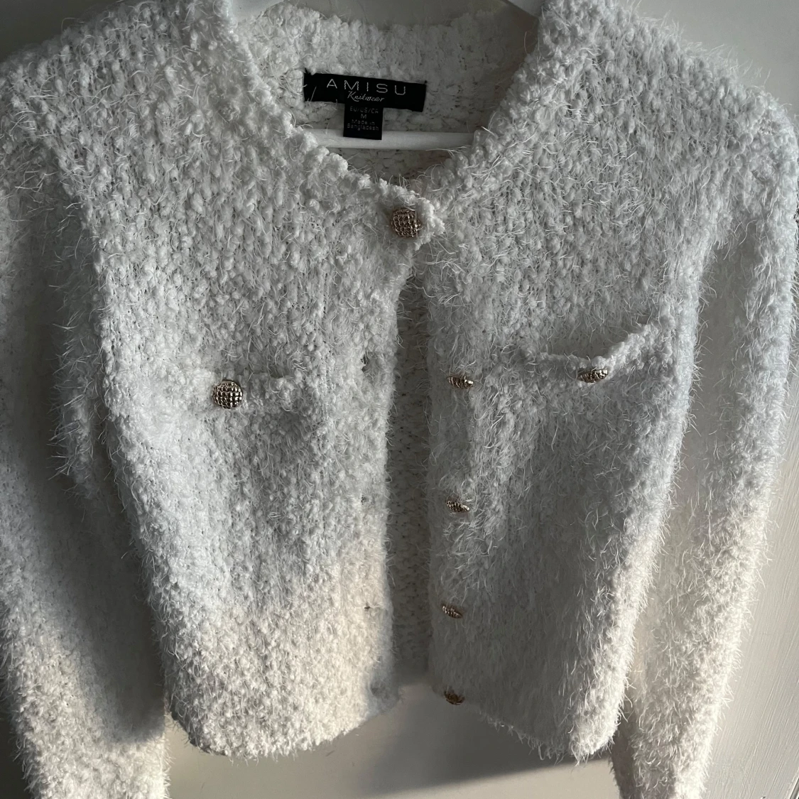 Vit stickad cardigan jacka - 1