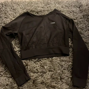 Grå långärmad träningstopp ICANIWILL - Grå croppad långärmad träningstopp från ICANIWILL. Toppen har en tight passform och är tillverkad i ett stretchigt syntetmaterial som andas. Snyggt diskret logga framtill och meshdetaljer på ryggen för extra ventilation. Perfekt för gymmet eller löprundan.