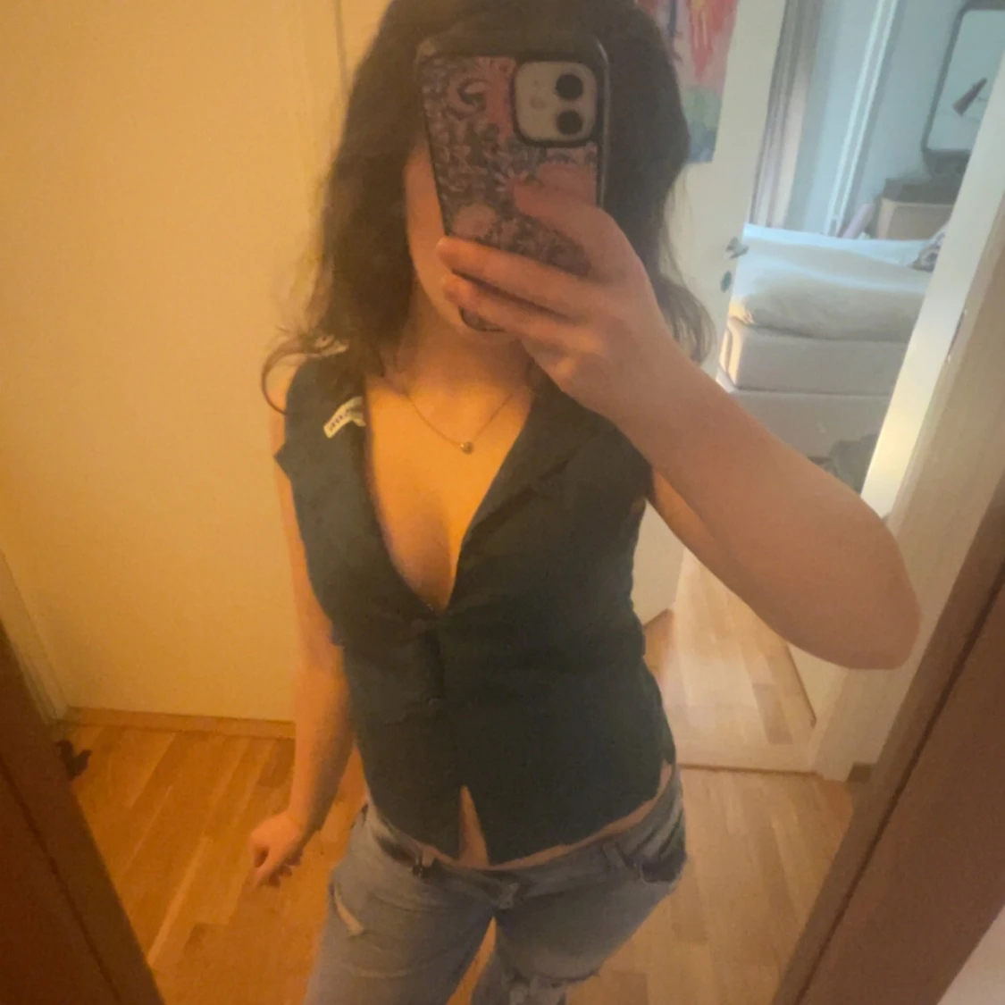 Blå topp med knappar - 3