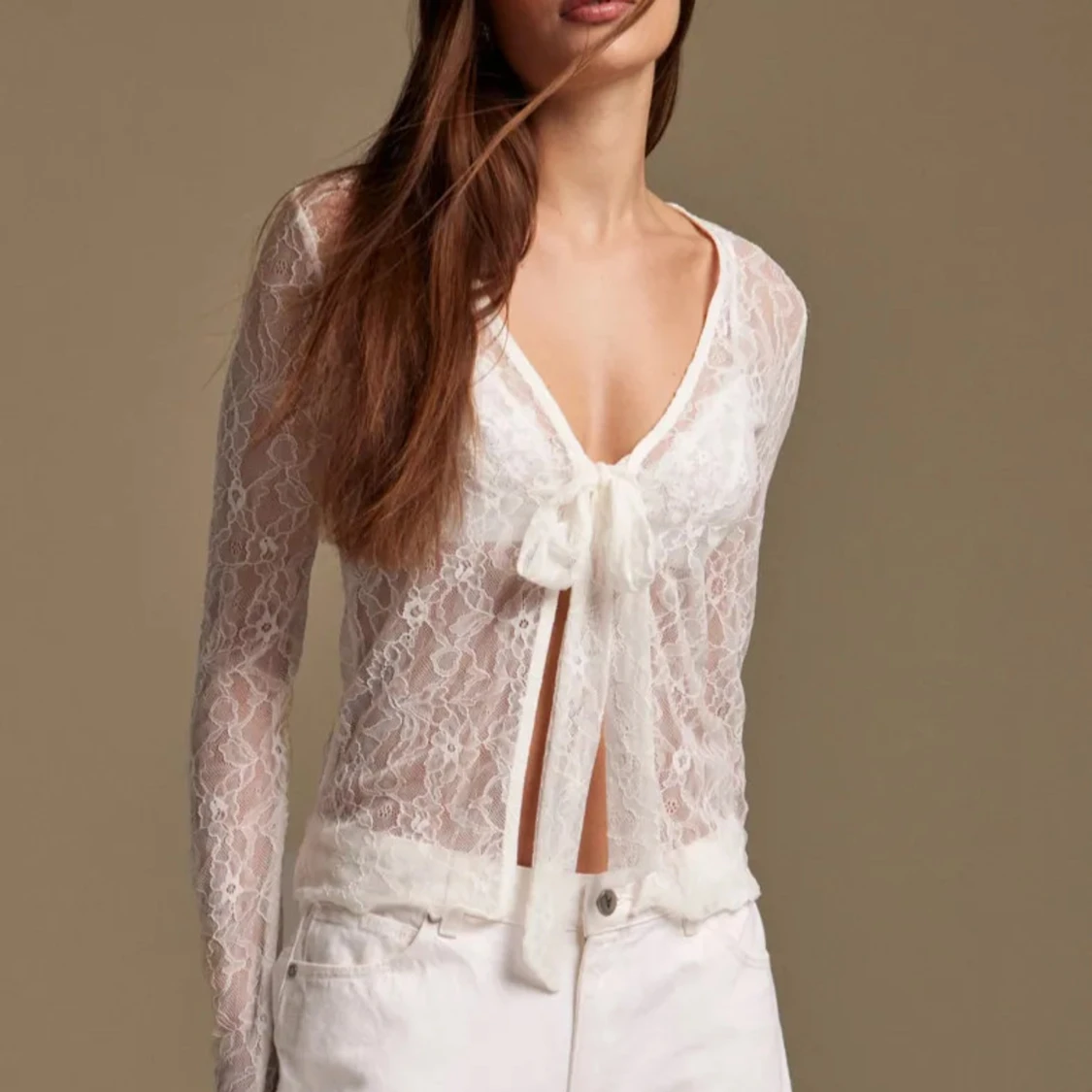 Vit spetstopp med knyt från Nelly - 3