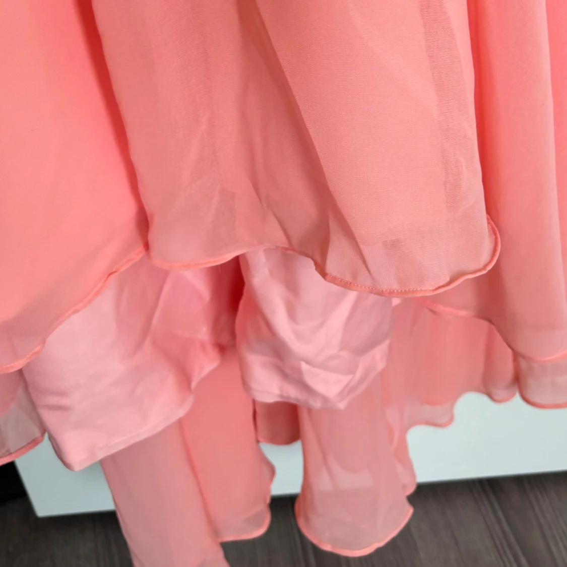 Lång rosa klänning med spets - 2