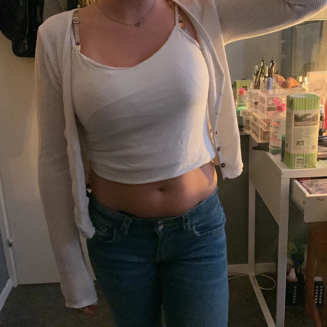 Vit ribbad kofta från new yorker - 2