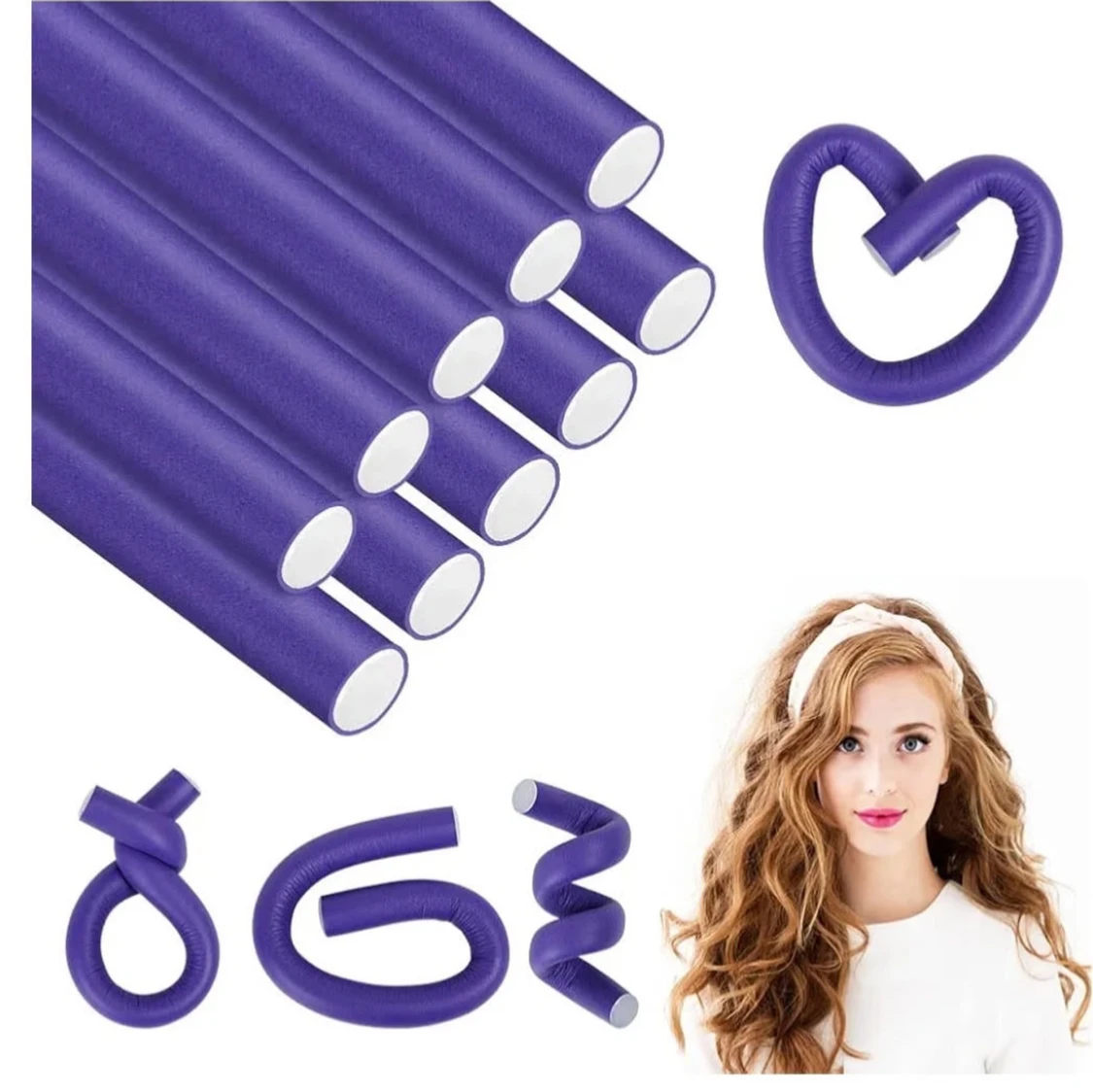 Lila hårspolar utan värme - 2
