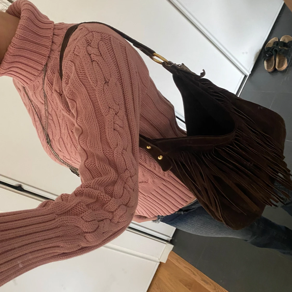 Rosa stickad polotröja - 2