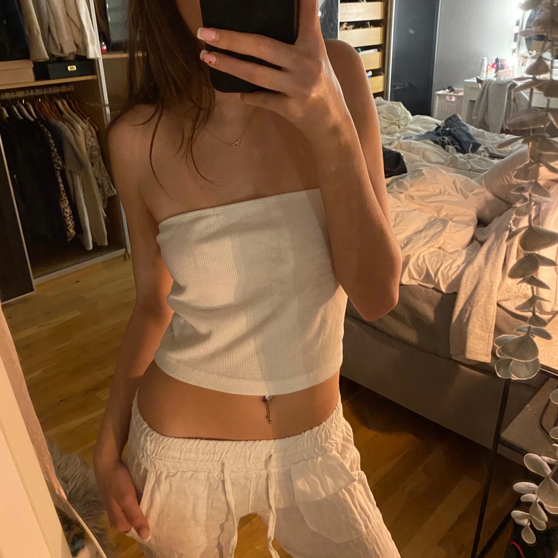 Vit ribbad tubtopp - 1