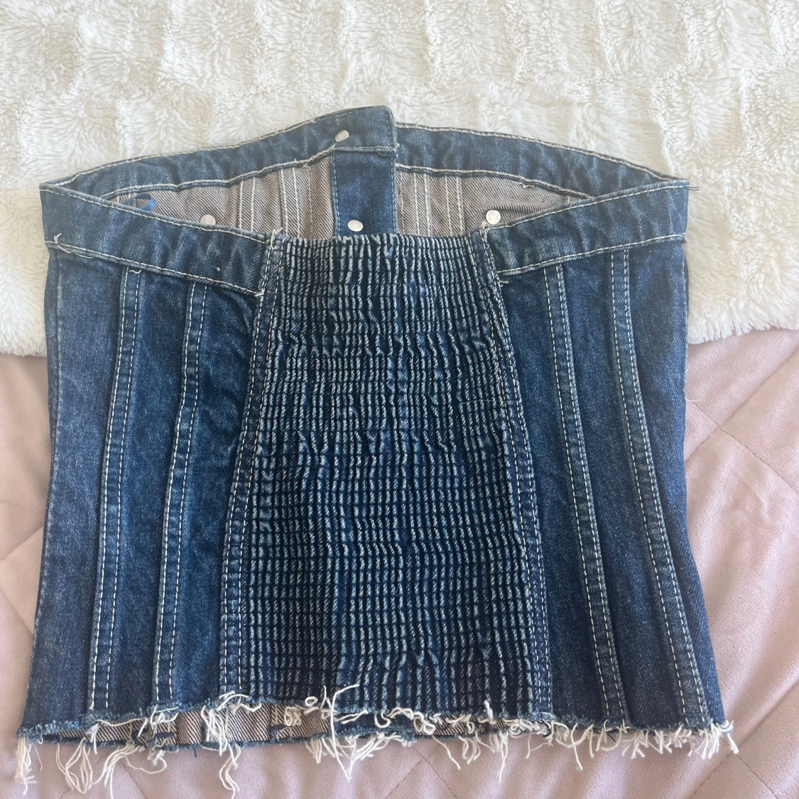 Jeans korsett-topp med knappar - 1