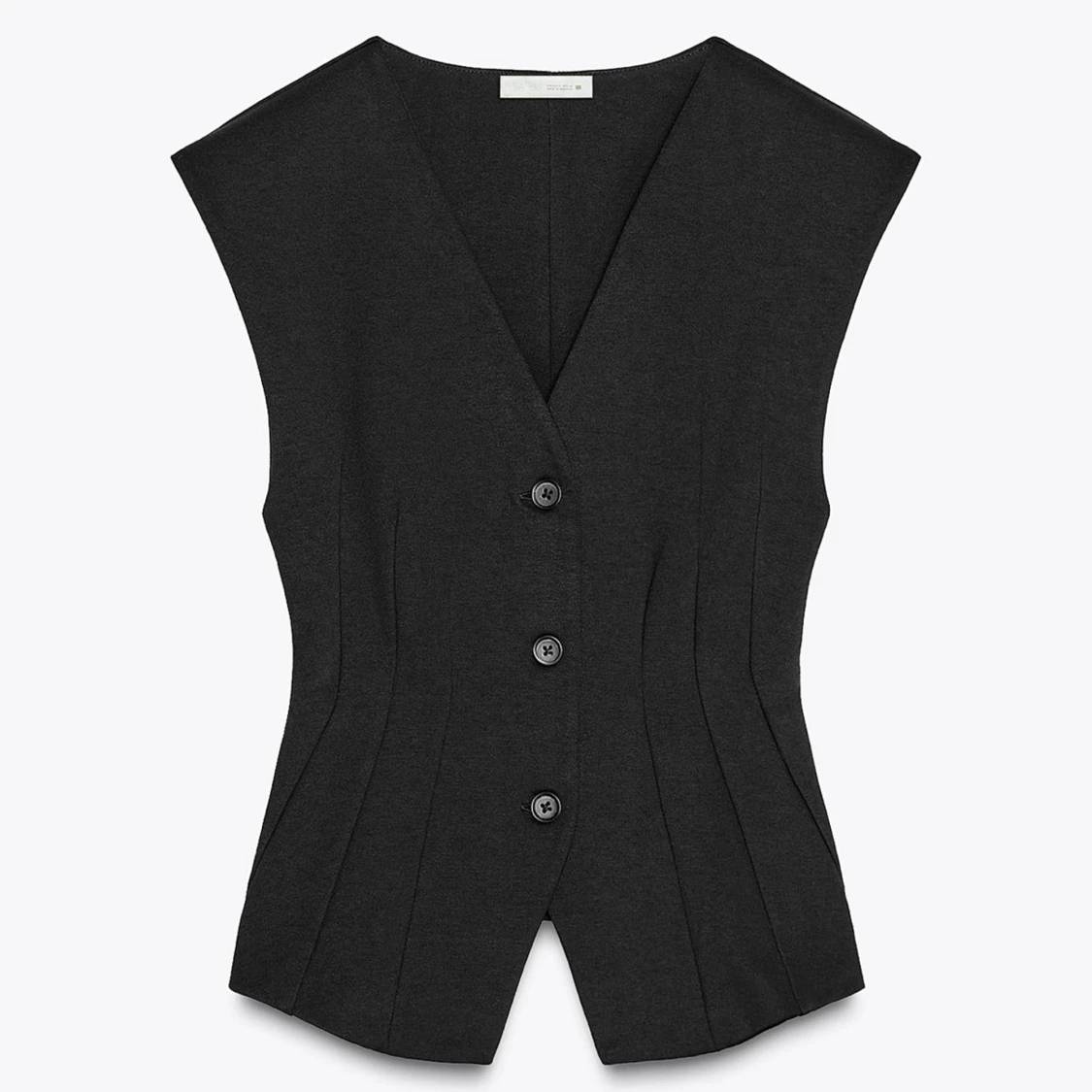 Svart figursydd väst med knappar - 1