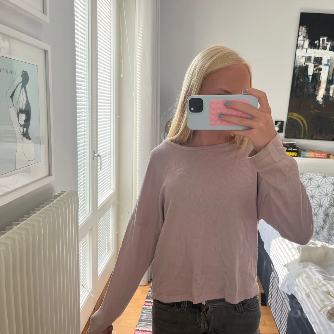 Ljusrosa långärmad tröja - 1