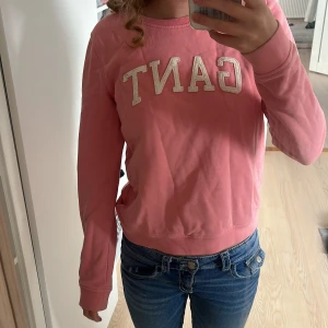 Rosa sweatshirt från GANT - Säljer en rosa sweatshirt från GANT med broderad logga i vitt framtill. Tröjan har rund halsringning och långa ärmar. Storlek S/xs 
