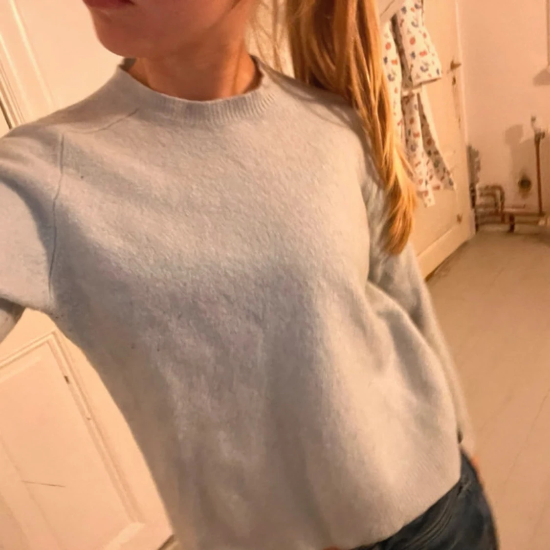 Ljusblå stickad tröja  - 1