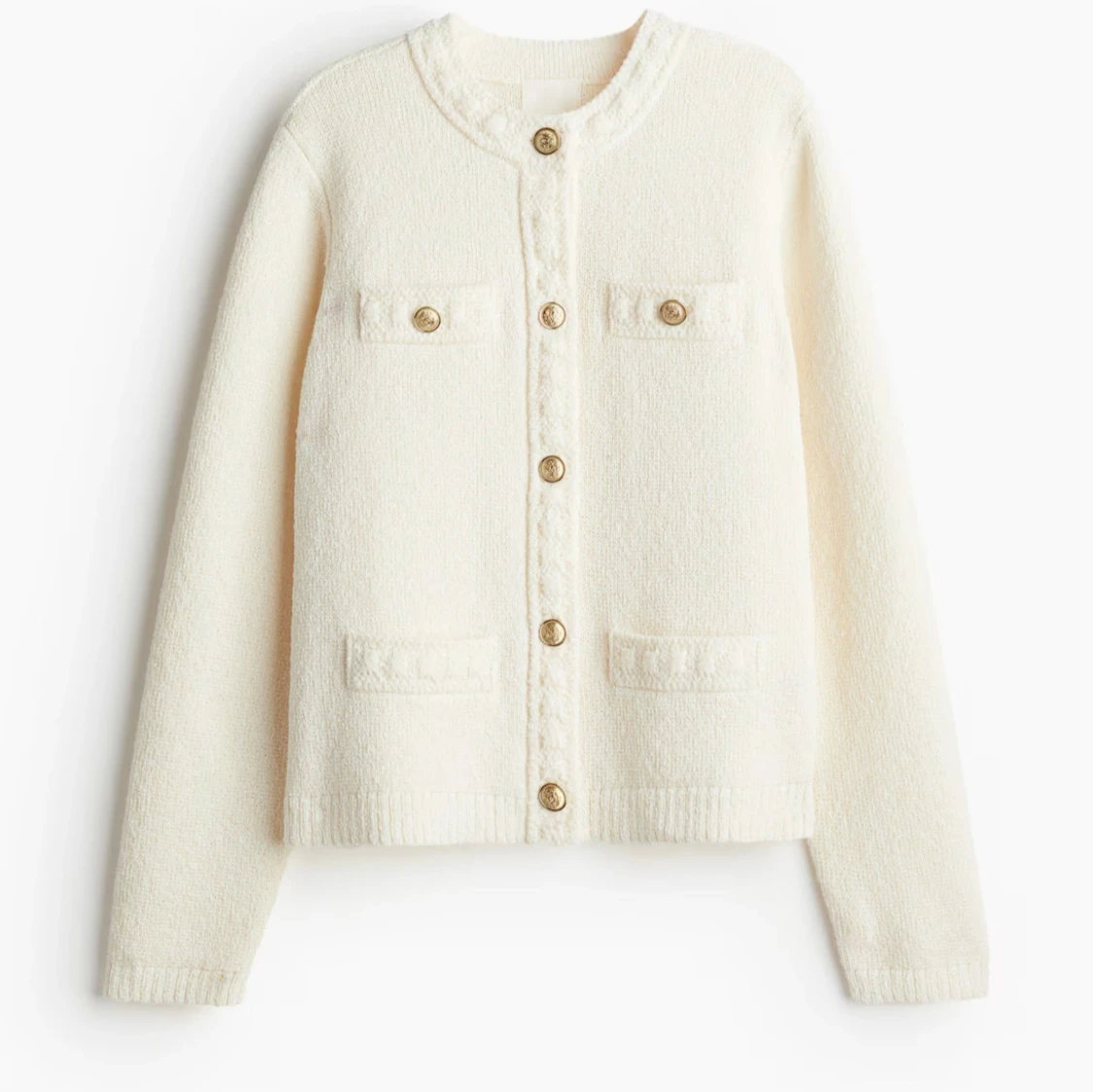 Strukturstickad kofta hm