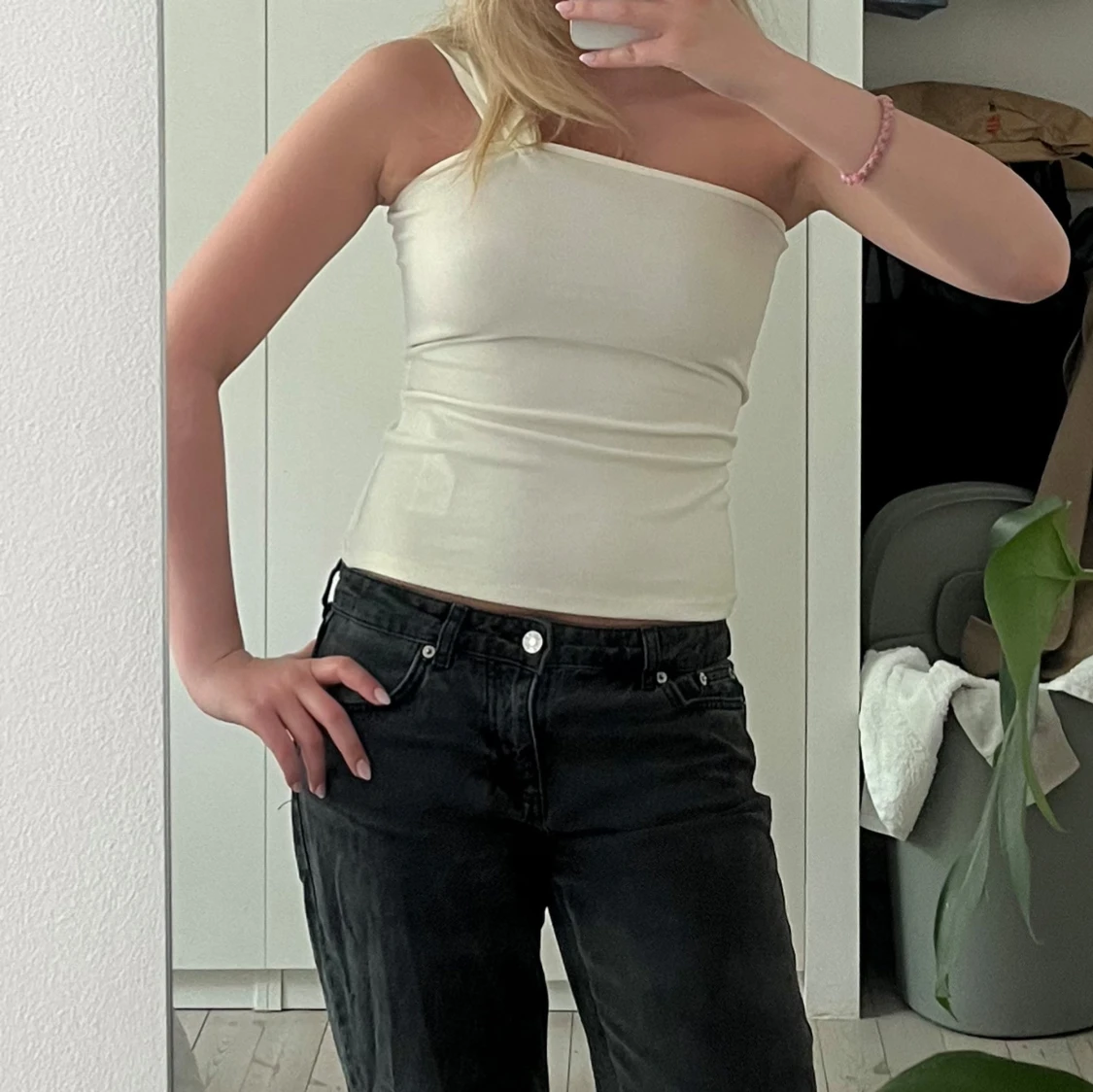 Vit one shoulder tubtopp - 1