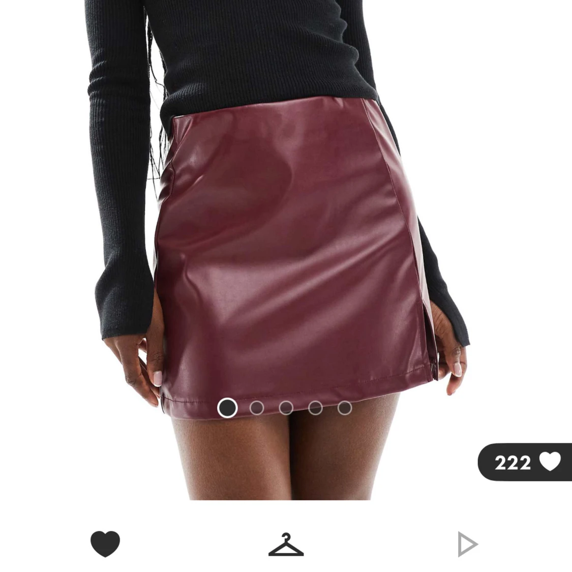 Vinröd/brun skinnkjol 