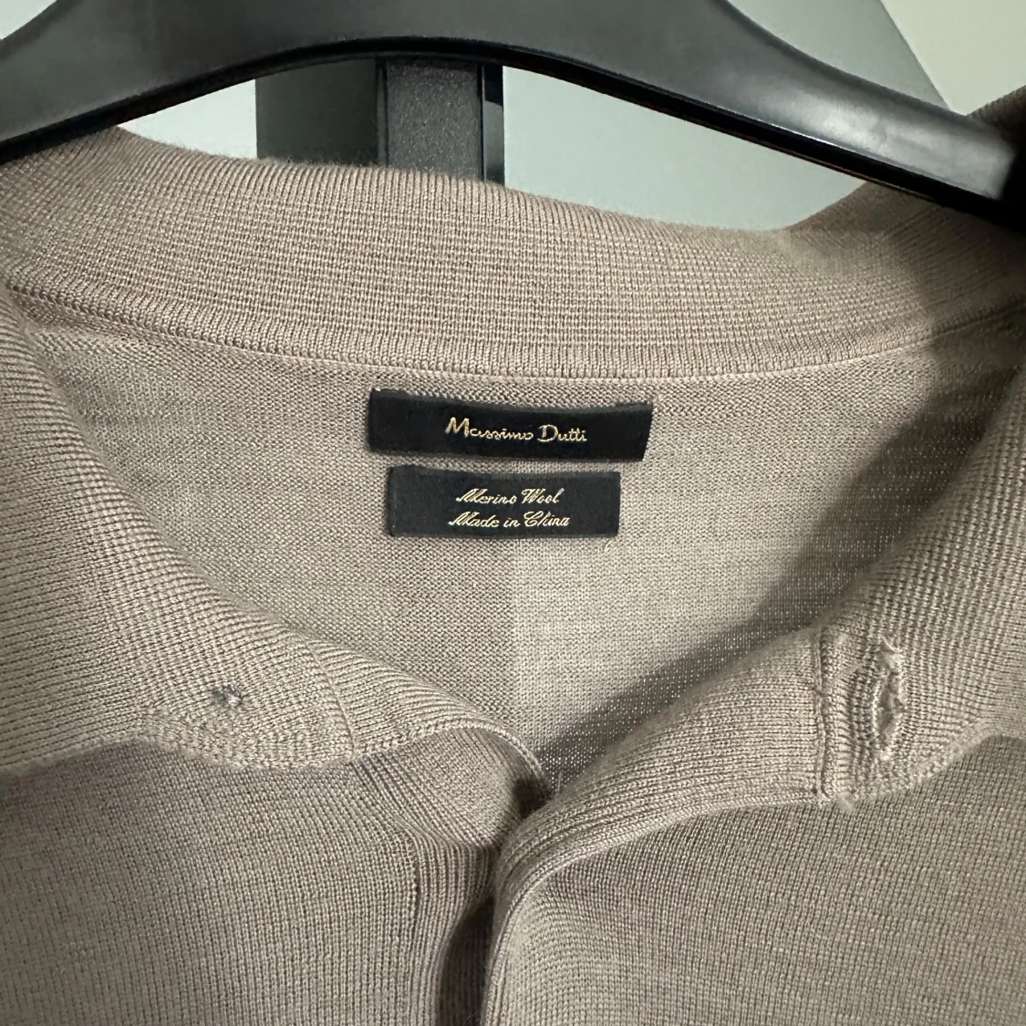 Beige långärmad pikétröja från Massimo Dutti - 1