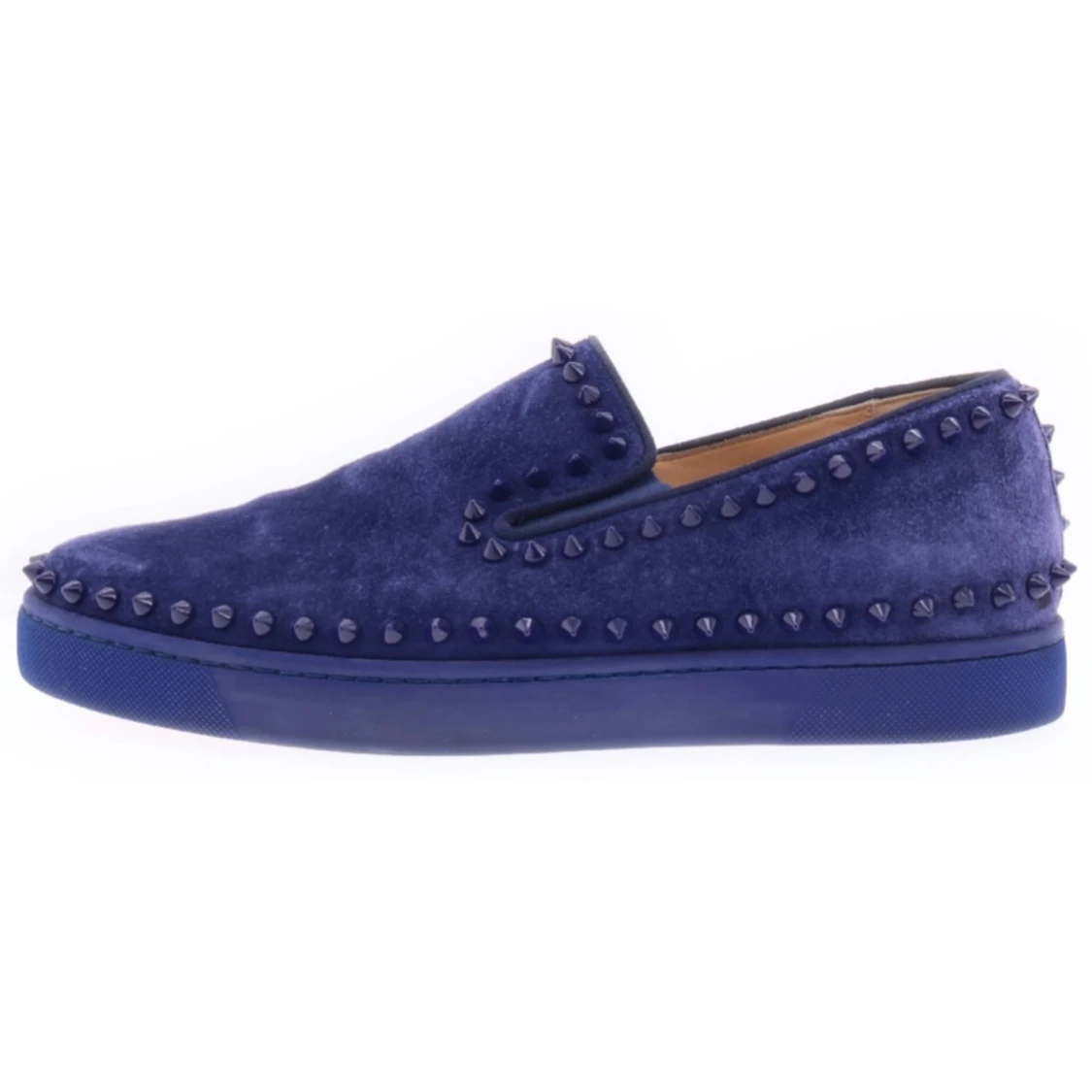 Christian Louboutin Blå mockaloafers med nitar