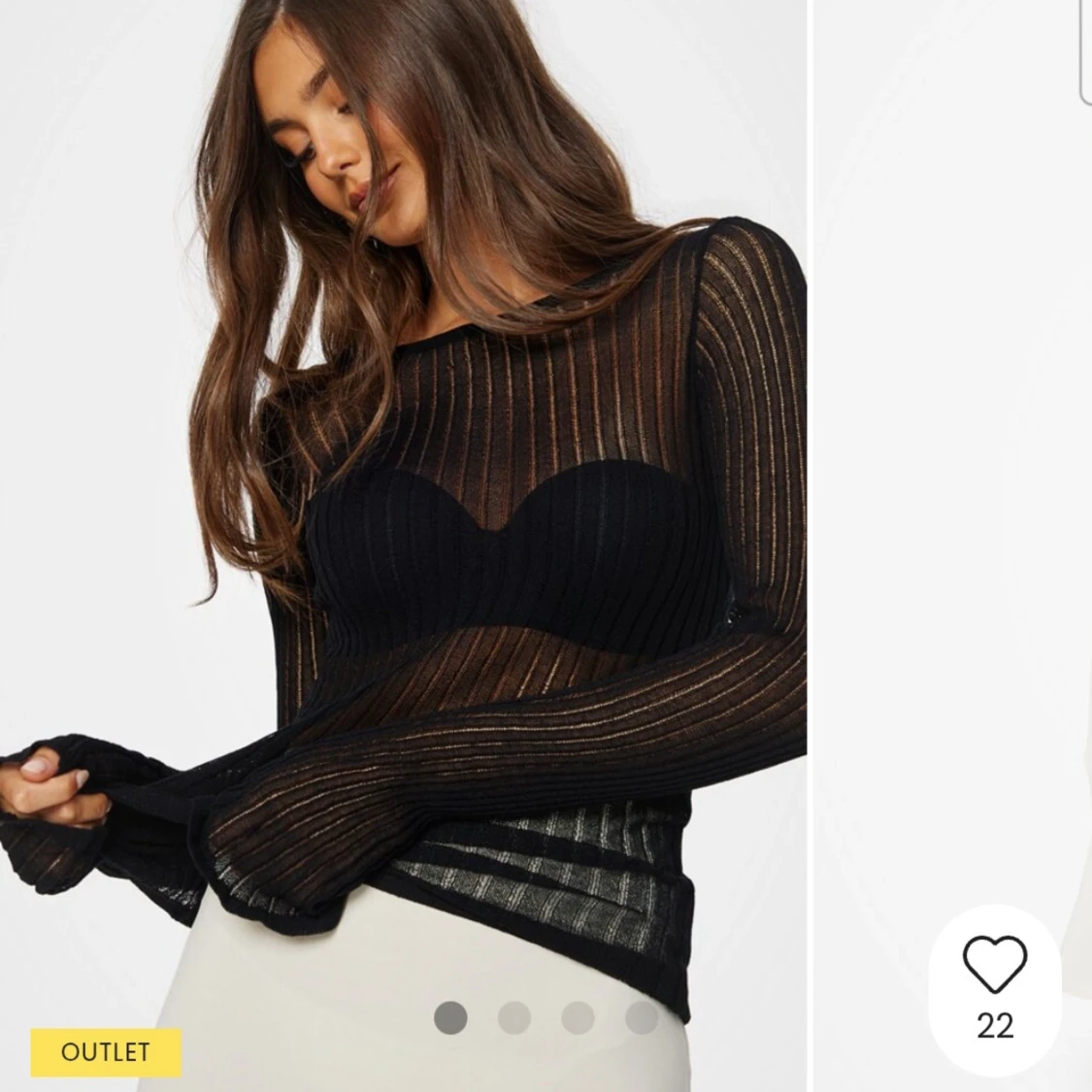 Svart transparent ribbad topp