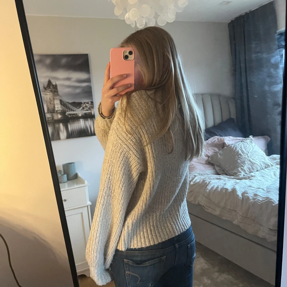 Beige stickad tröja - 1