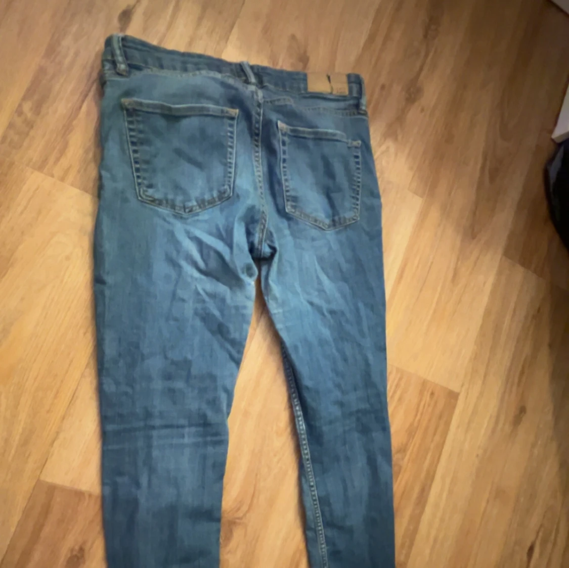 Blå skinny  jeansbyxor med raka ben - 2