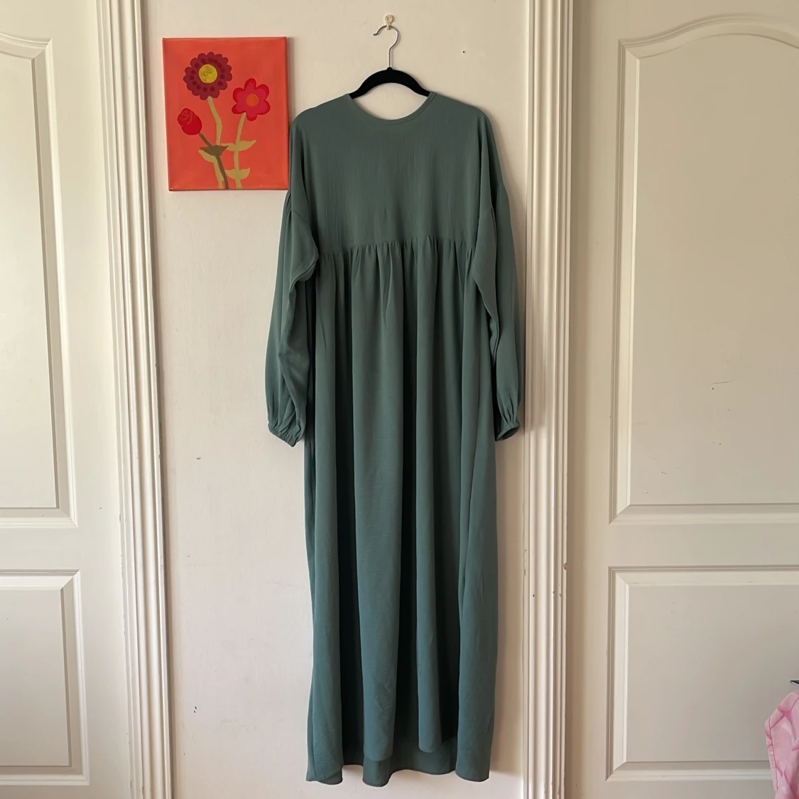Lång grön klänning med puffärm från Turkiet! - 2