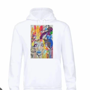 the cool elephant hoodie i vit - hoodie från the cool elephant, den som heter ”painted women” i vit.