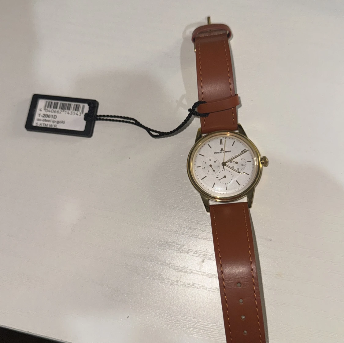 Jacques Lemans herrklocka med brunt skinnarmband - 4
