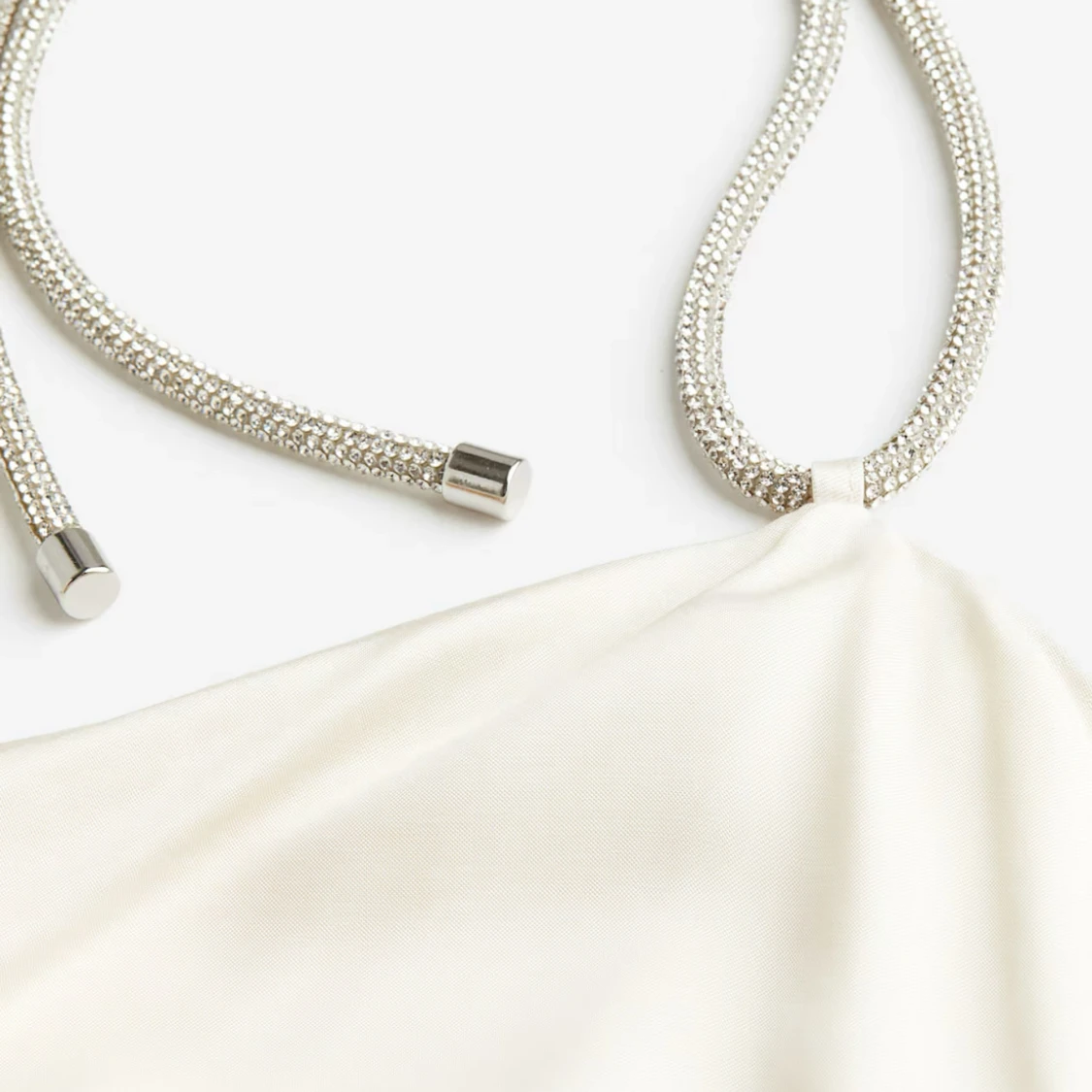 Vit halterneckblus med glittrigt band - 1