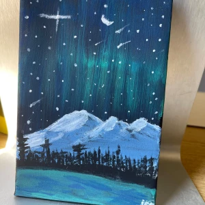 Original handmålad tavla – “Northern Lights” – 12x18 cm - Unik, handmålad tavla – inte ett print eller massproducerad. Titel: “Northern Lights” Storlek: 12x18 cm Signerad på baksidan av tavlan Perfekt för att skapa en magisk aurora-känsla i ditt rum.  📦 Frakt med PostNord (39 kr inom Sverige) 📲 Swish-betalning 📩 Skriv gärna DM vid intresse!