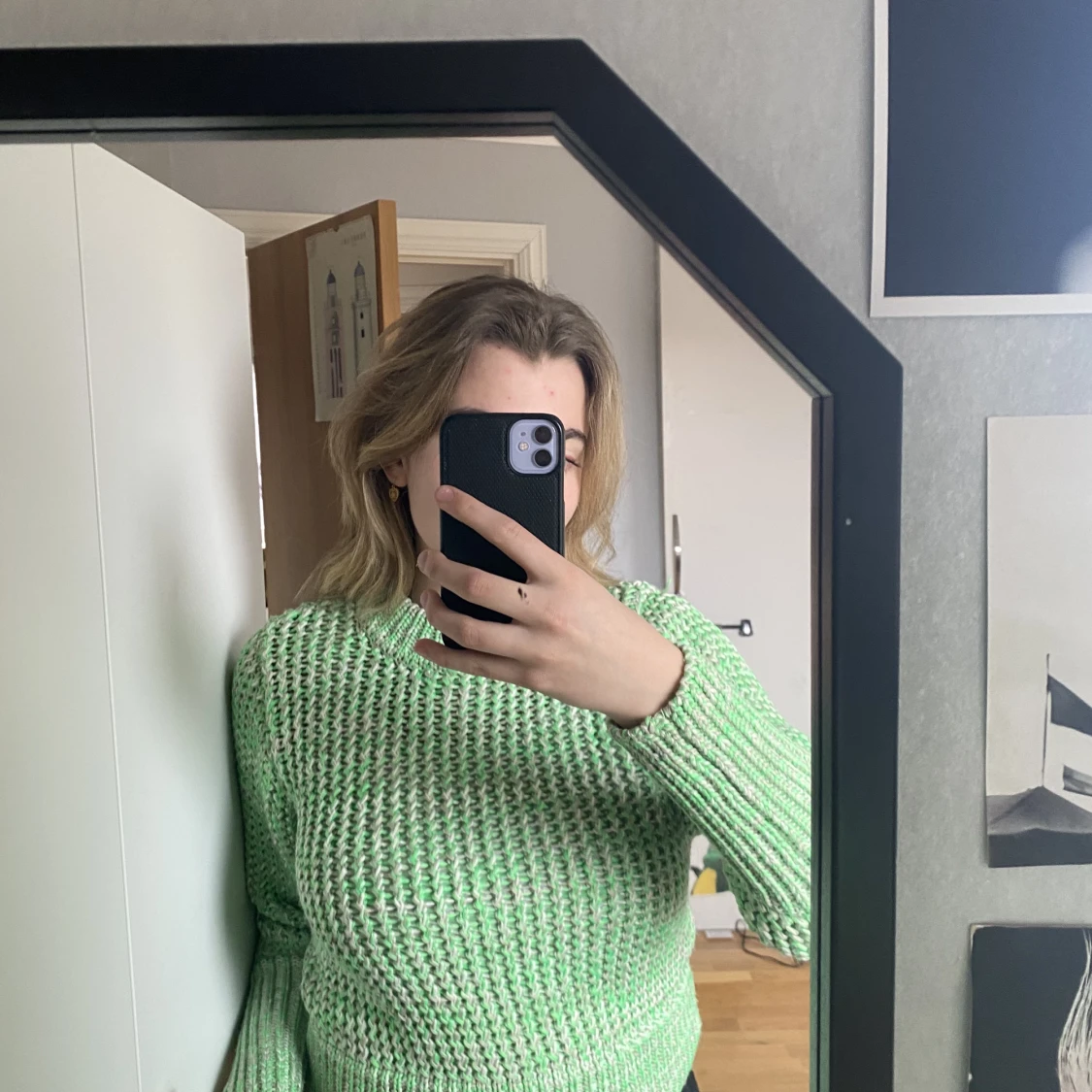 Härlig grön stickad tröja - 91