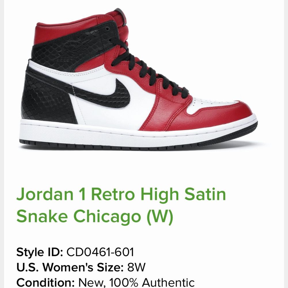 Jordan 1 Chicago i storlek 39. Kommer med 3 olika snören + box💕 Använda 1-2 gånger och köpta för 3400 kr! (Första bilden är lånad!). Skor.