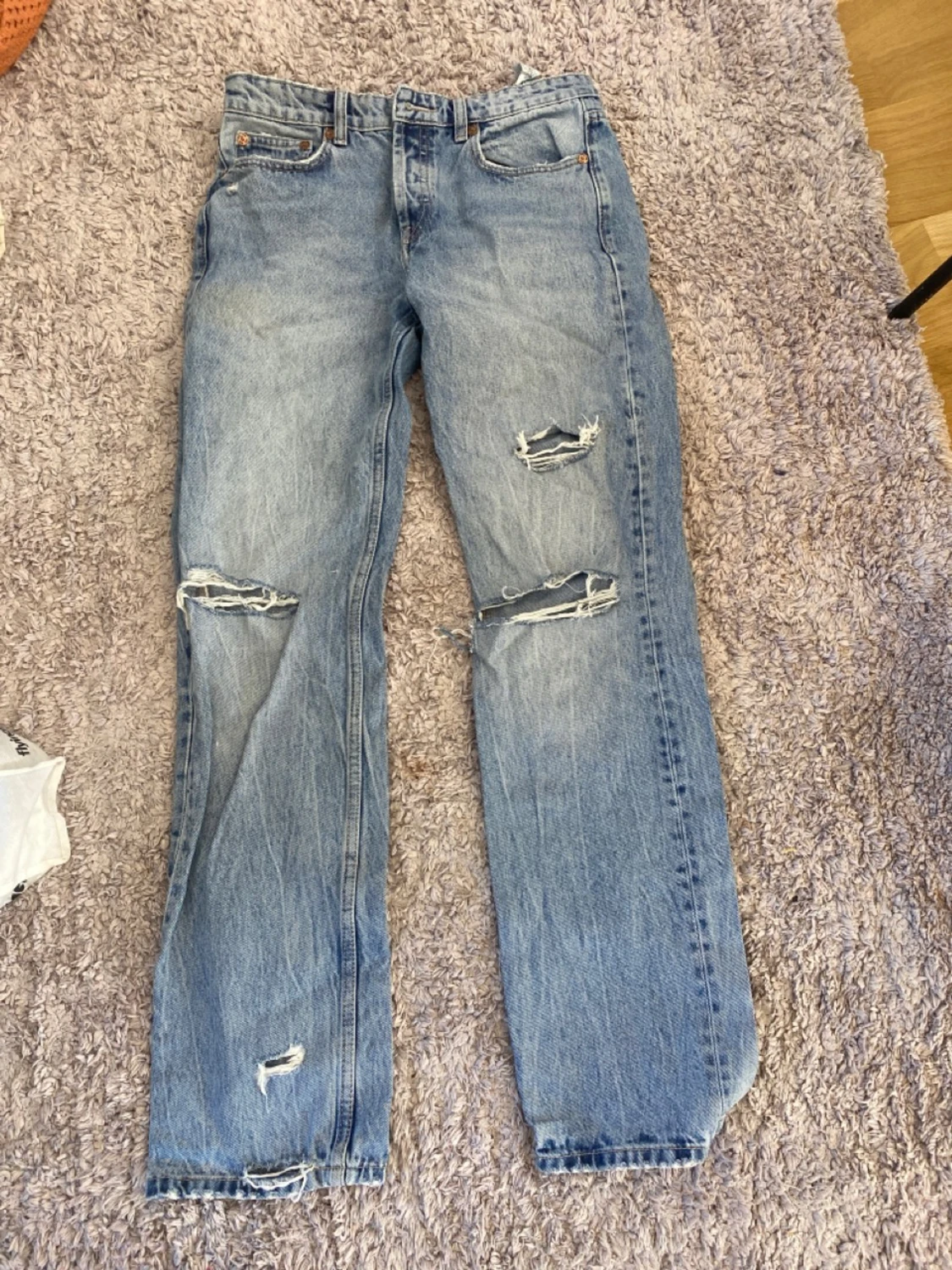 Jeans straight midrise slitningar - 90