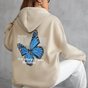 Hoodie - Cool vintage hoodie med tryck på ryggen. 