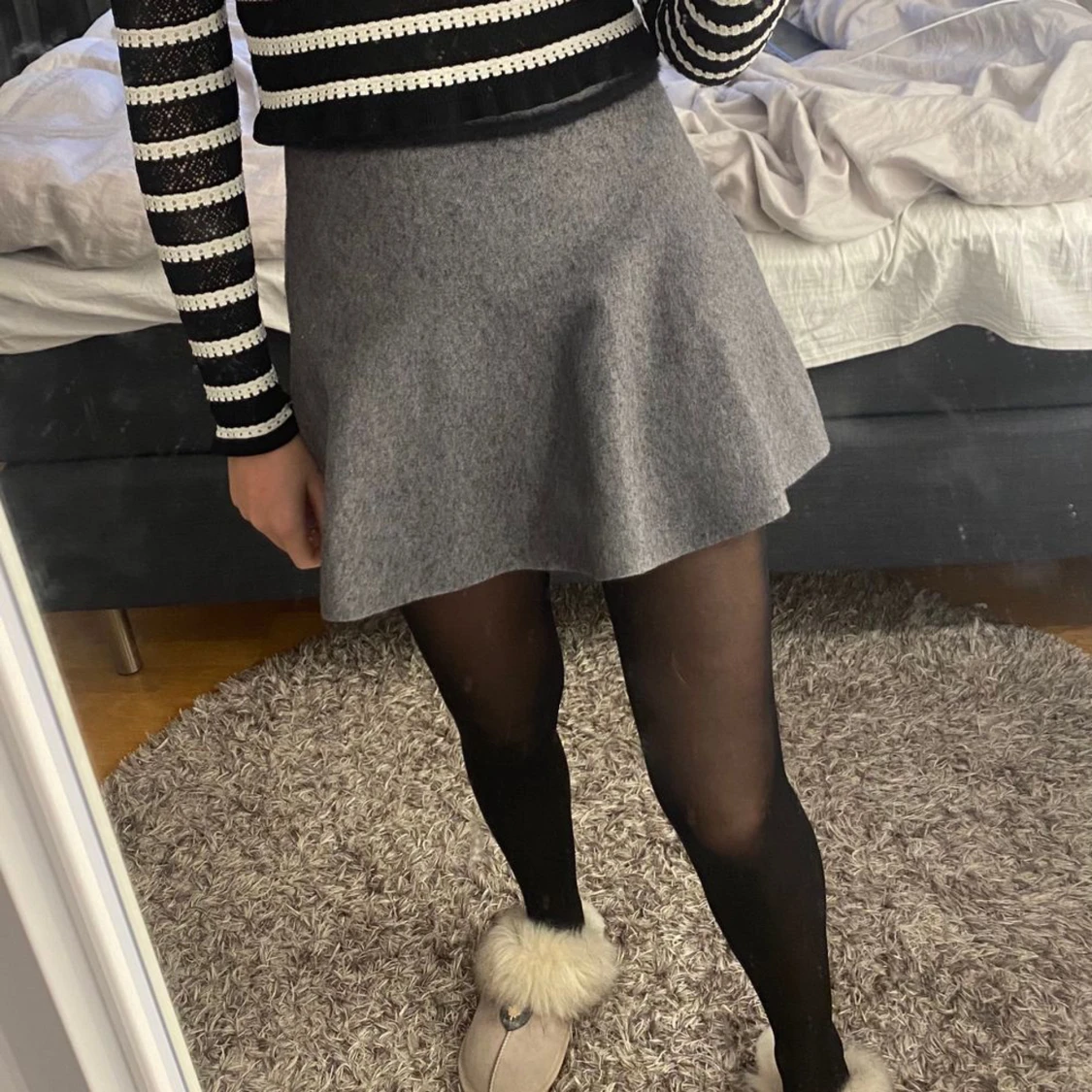 Zara stickad kjol grå