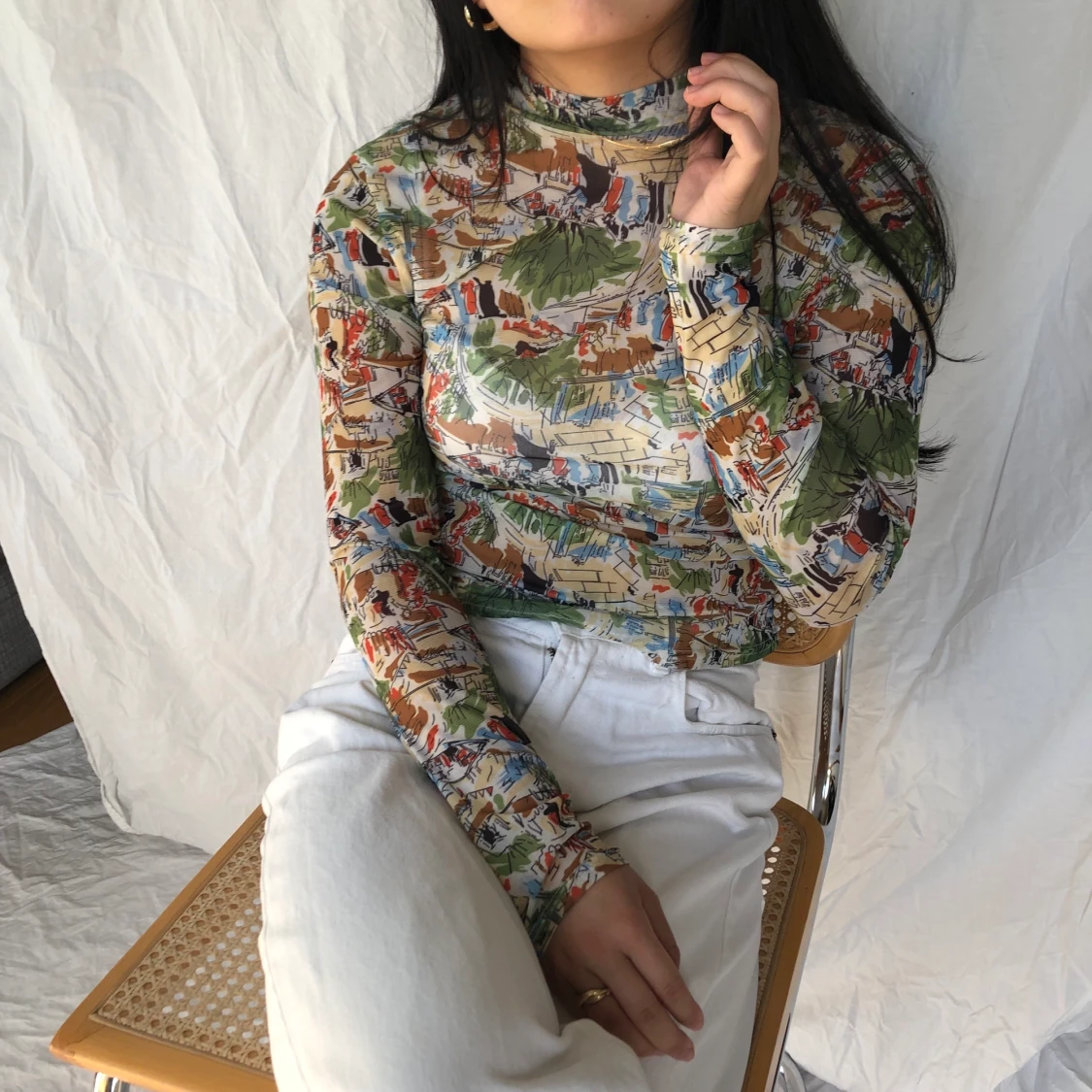 Mönstrad meshtopp 💚 - 90