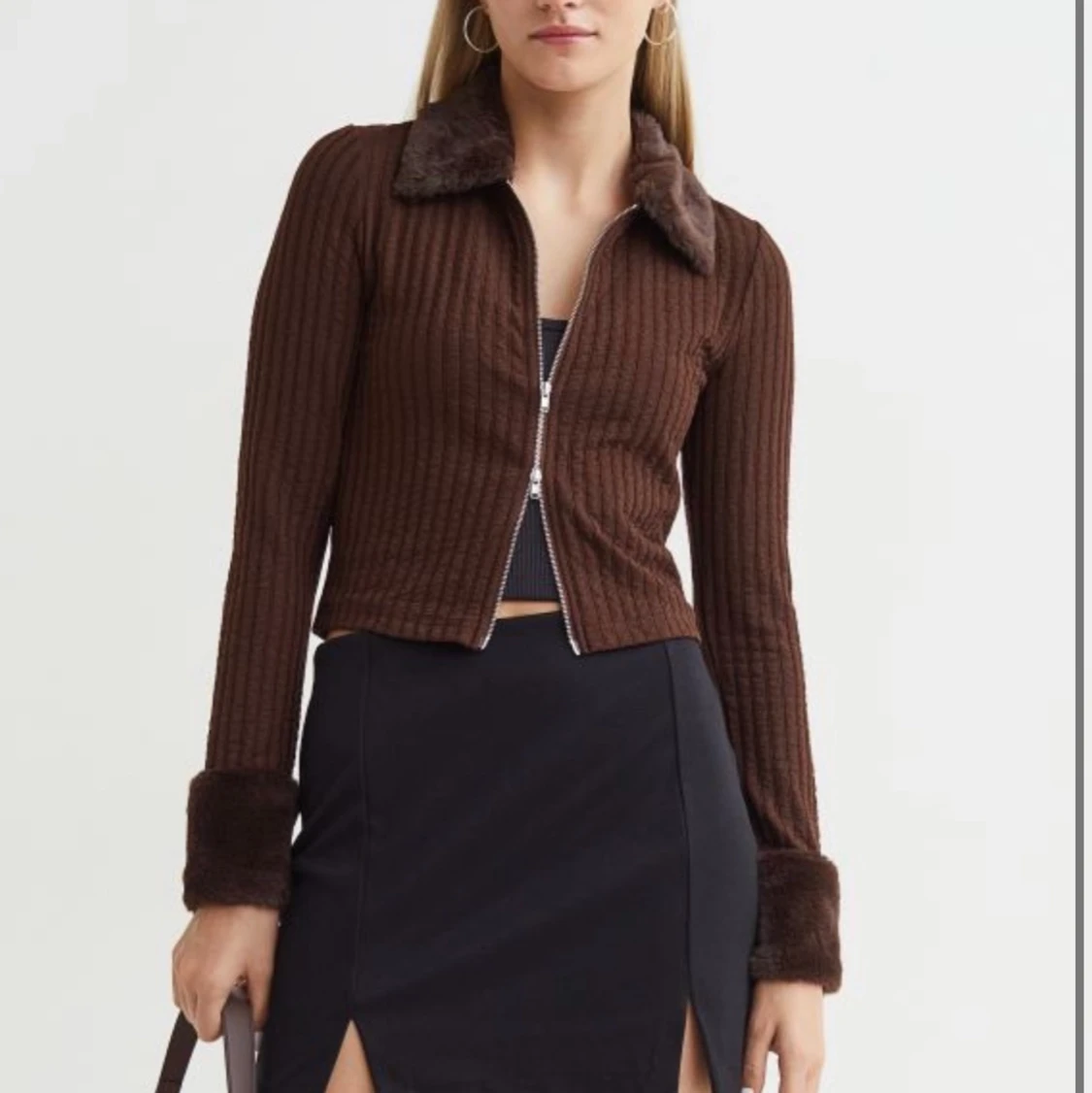 H&M Faux fur collar cardigan