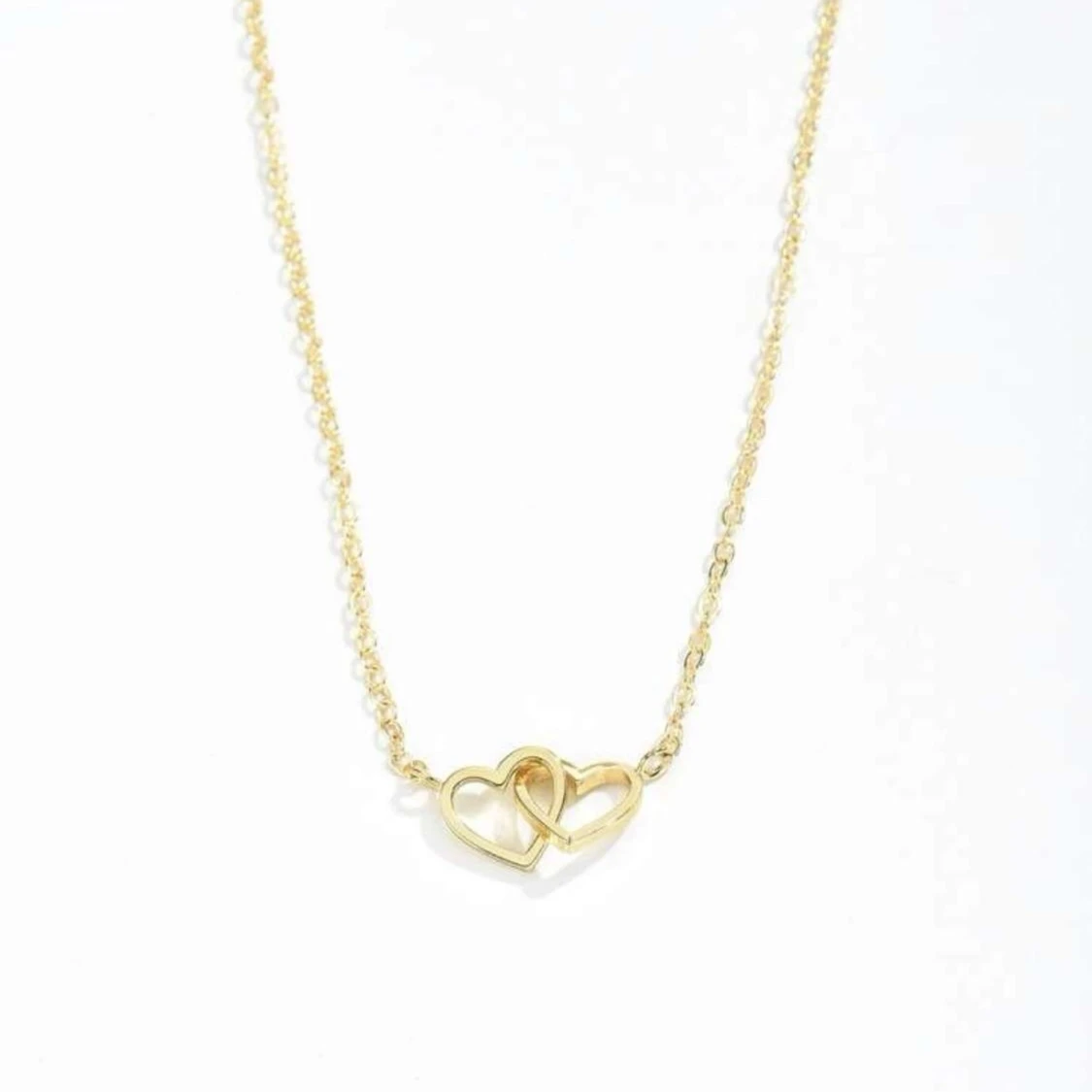 Guld hjärt halsband - 90