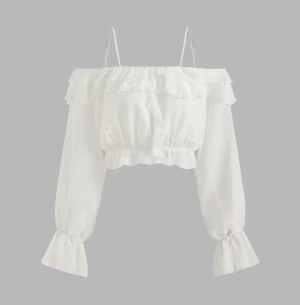 Vit off-shoulder ruffle tröja - Oanvänd