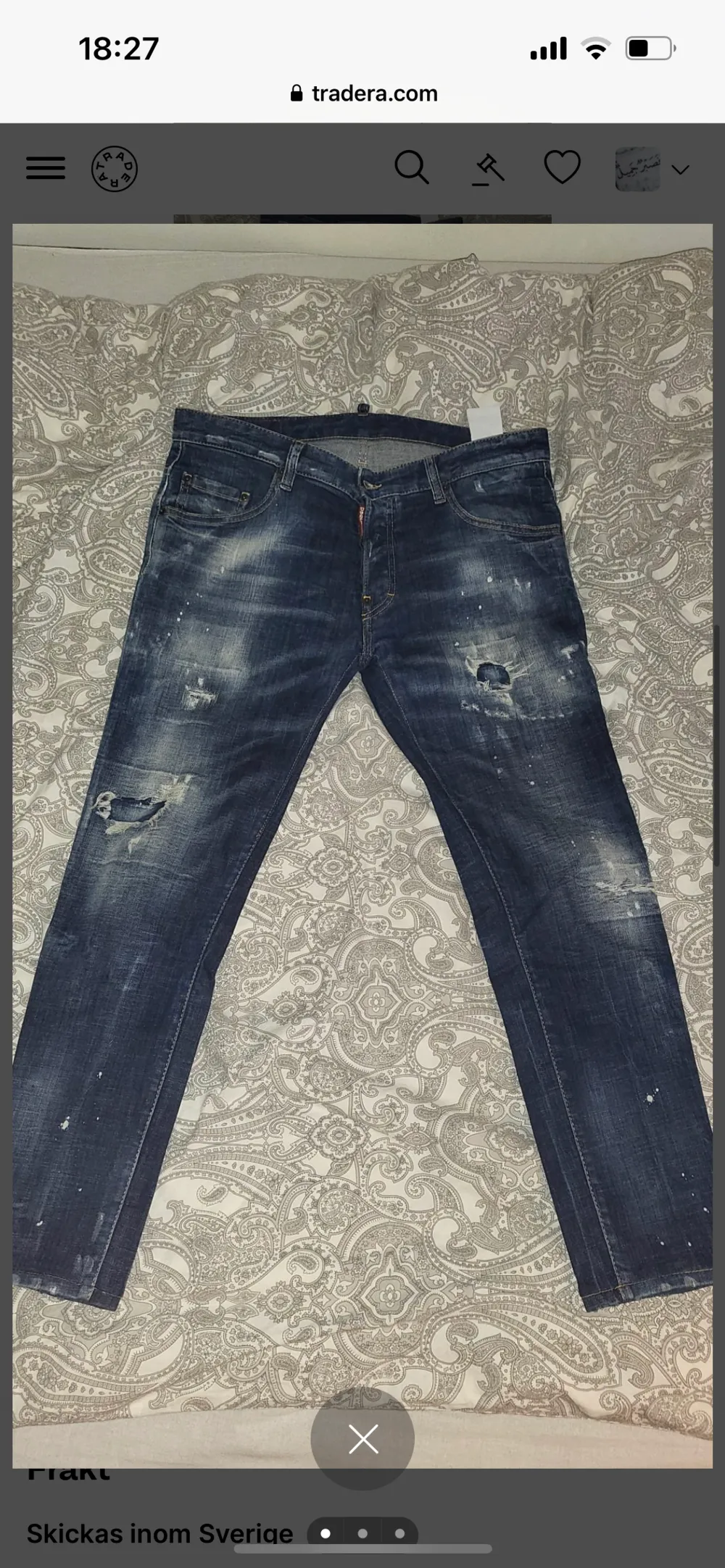 Hej jag säljer dessa jeans billigt då jag har tidigare köpt dem för 4599 kr har kvitto. Men jag har växt ut från dem och tänker sälja dem då dem är jätte fräscha . . Jeans & Byxor.