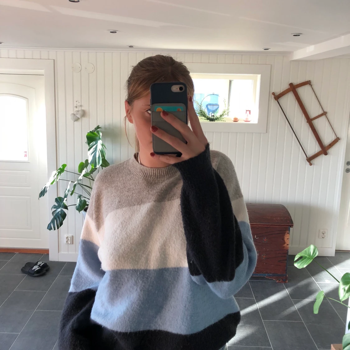 Randig stickad tröja  - 90