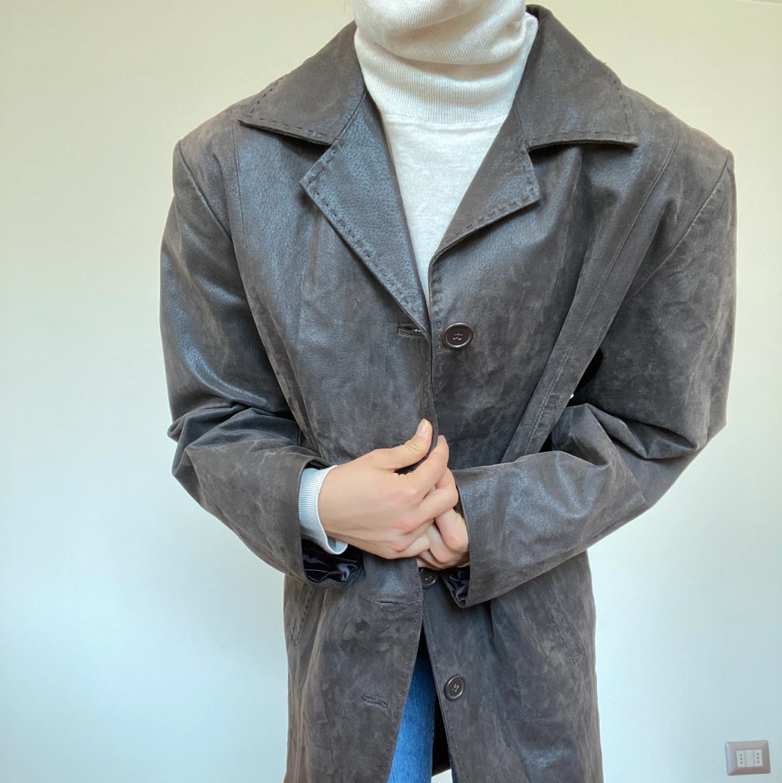 Mörkbrun läderkappa! - 90