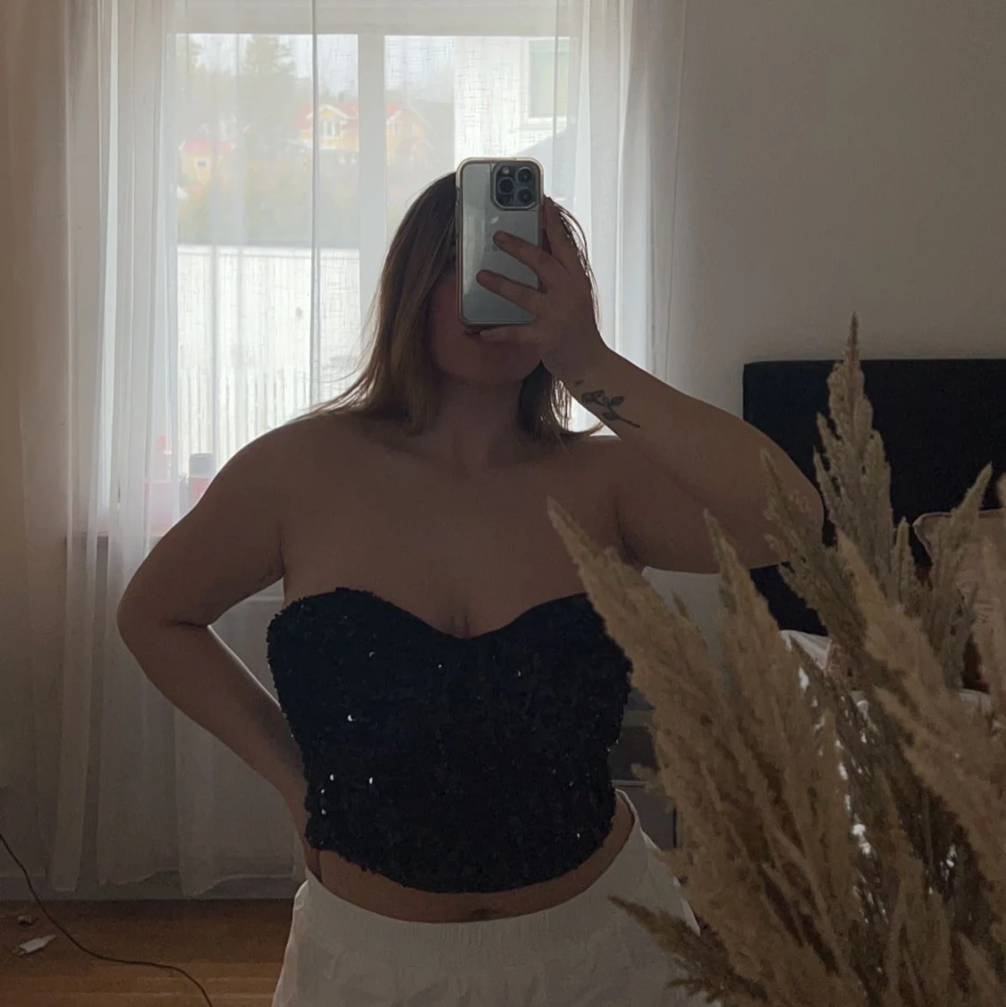 Svart Glitter Topp - 90