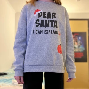 En Jultröja - || Grå tjocktröja med tryck ”Dear Santa I Can Explain”, bara använd en gång, köpare står för frakt || 