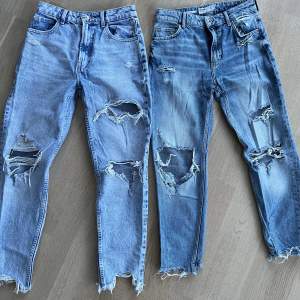 Två fina Bershka jeans i stl 36! Använda 2-3 gånger! Tyvärr för små för mig!   Pris 130:- / styck   Kan mötas i Uppsala eller skickas mot porto 
